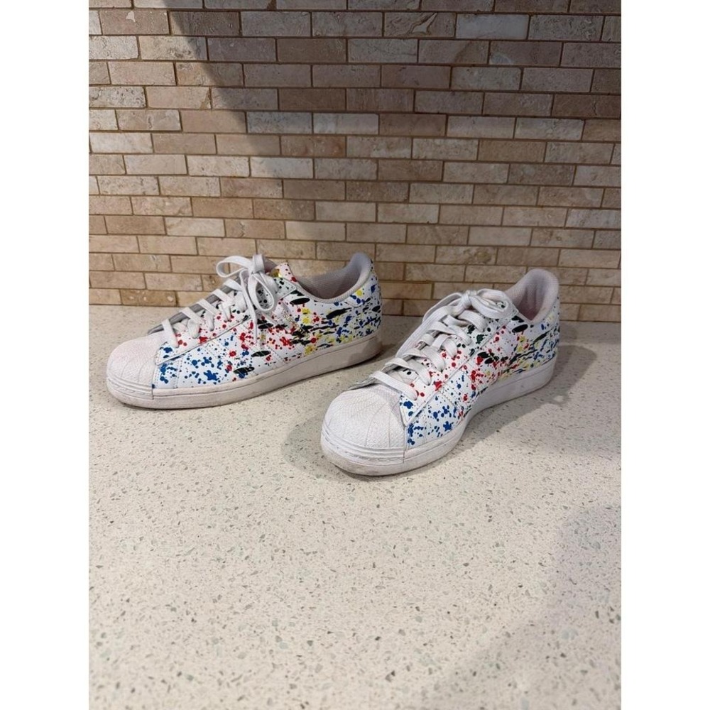 Adidas Superstar FX5537 Splatter Drip Sneakers White Mens Shoes